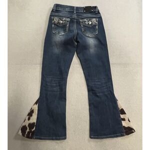 Wired Heart Jeans Women's Size 14 Medium Wash Embellished Bootcut Cow Print